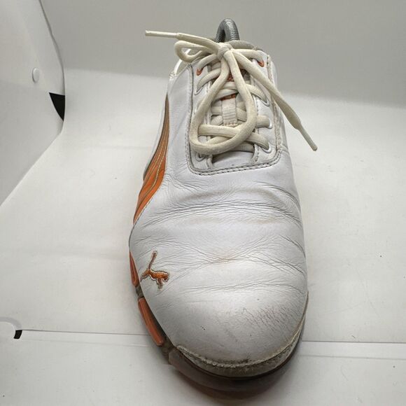 Puma Super Cell Fusion Ice Golf Shoes White, Orange, Silver Size 9.5 (18581607)